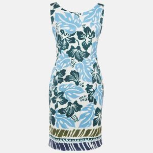 Prada Blue Floral Print Cotton Mini Dress M